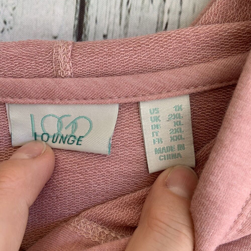 LOGO by LORI GOLDSTEIN French Terry Hoodie With Chiffon Trim Size 1X Pullover - Picture 9 of 13